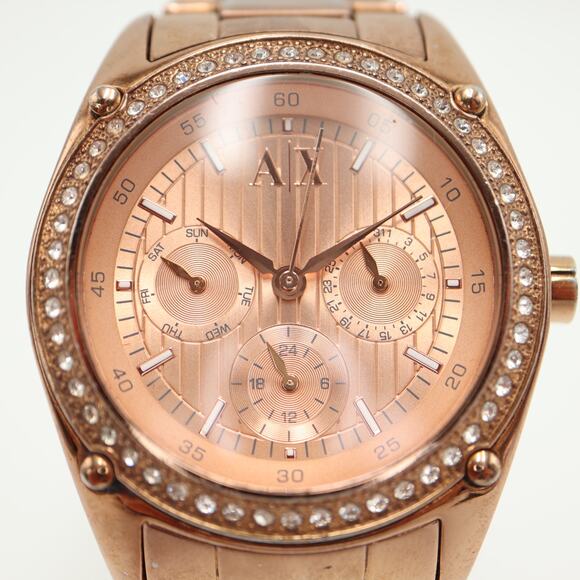 Armani Exchange Rose Gold Tone Multifunction Watch 40mm Day Date w New Battery - Picture 6 of 15